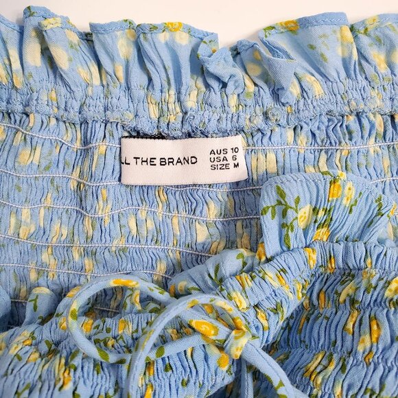 Faithfull The Brand Charlotte Mini Dress 6 Smocked Blue Ditsy Floral Puf… - Picture 9 of 14